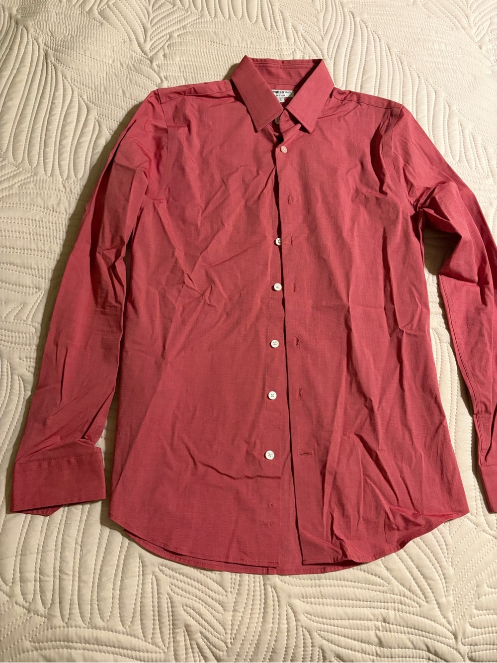 Express Men's Red Dress Shirt - Classic Button-Front
